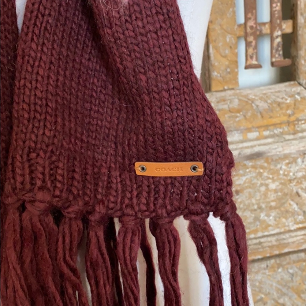 Coach Burgundy Pink 86201 Star Intarsia Scarf - Picture 7 of 7